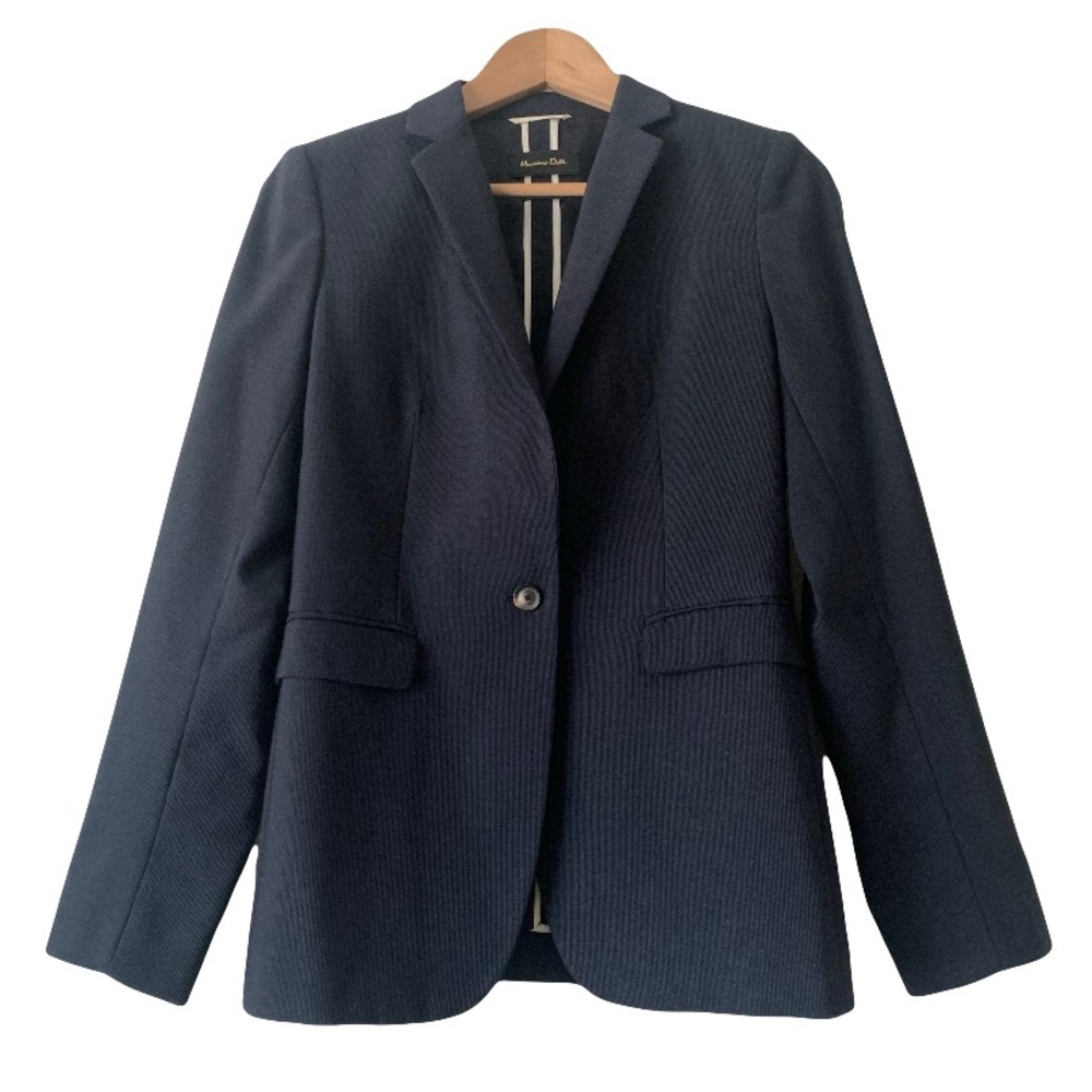 Massimo Dutti Navy Women's Single-Button Blazer Size 6 Academia Preppy Office
